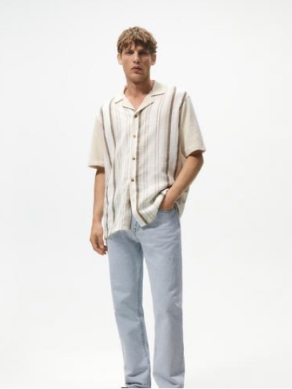 ZARA MENS TEXTURED STRIPED SHIRT
NATURAL 0/0722/304/052/03